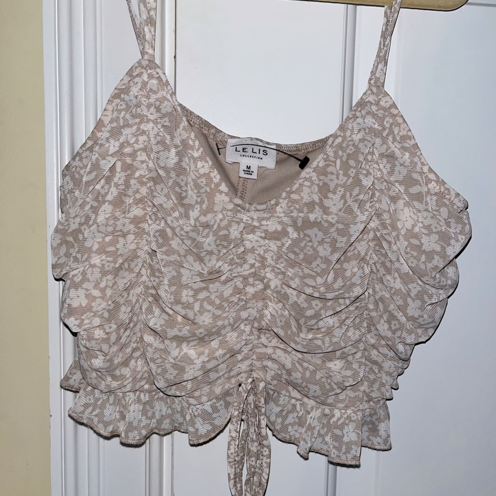 Flowy light brown and creme top-boutique